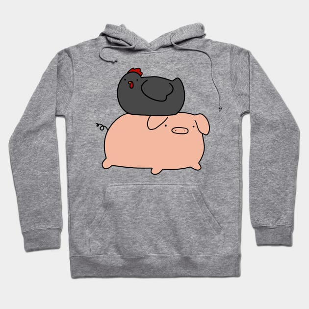 Black Chicken and Piggy Hoodie by saradaboru